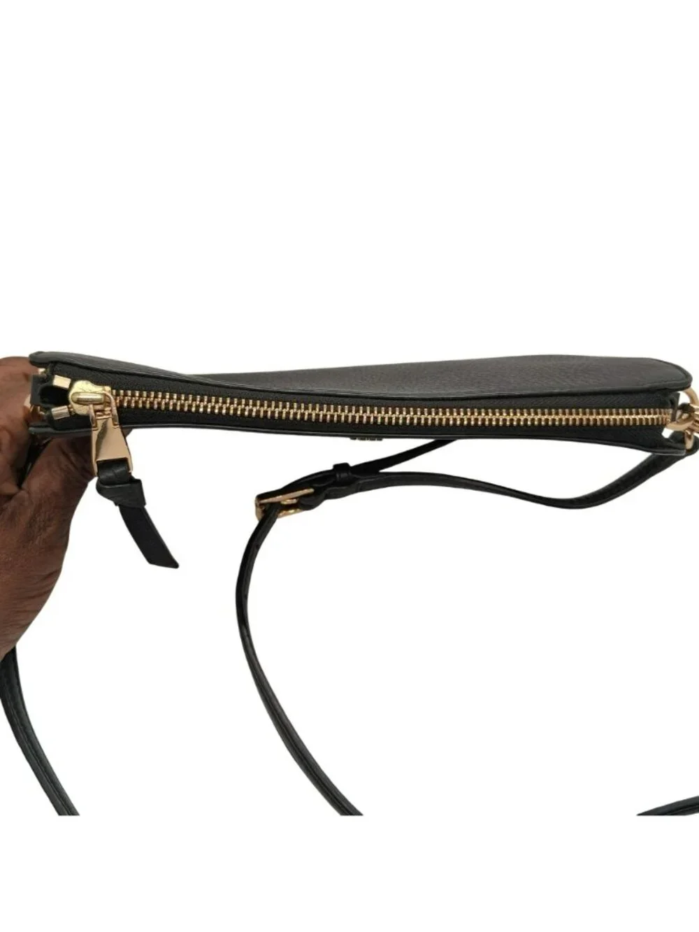 Tory Burch Black Leather Crossbody Bag Gold Hardware Adjustable Strap 9